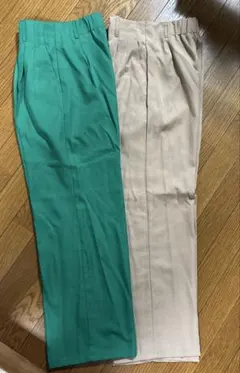 GU スラックス 2色セット グリーン ベージュ