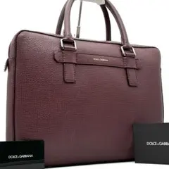 美品 ドルチェアンドガッバーナ ビジネスバッグ ロゴ オールレザー ボルドー