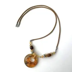 イエローカラー 円形ペンダント ネックレス