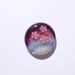 レジン　ヘアゴム　夜桜　ネイビー◡̈♥︎ピンク　花びら付き No.167 手描き『夜桜』ハンドメイドレジンヘアゴム - メルカリ