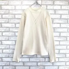 Lindsay リンジィ　ハイネック リブカットソー　白　LL