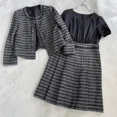 noa-ge ツイード セットアップ 11号 XL ワンピース ノーカラー