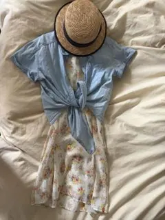 西野カナ 平成 花柄ワンピース デニムシャツ カンカン帽 セット