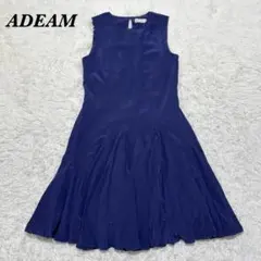 ADEAM ノースリーブ ひざ丈 シルクフレア ワンピース 4 ブルーのサムネイル