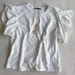 ZARA ザラ◇パフスリーブトップス レース編み フリル ガーリー Tシャツ S