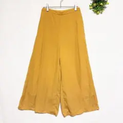 GU ジーユー【L】からしカラーガウチョパンツ ワイド スカーチョ 透け防止