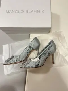⭐︎美品☆MANOLO BLAHNIK☆マノロブラニク☆ハンギシ☆レース☆水色⭐︎のサムネイル