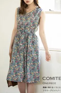 新品☆トッコクローゼット　フラワープリントノースリーブワンピース　花柄　リボン付