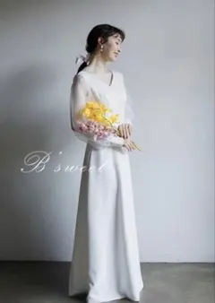 B'sweet ホワイトウェディングドレス Vネック