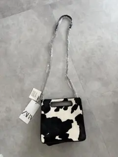 ZARA カウ柄 ハンド、ショルダーバッグ 新品タグ付き
