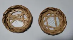 竹製円形ガラス底の小物入れ 2個セット