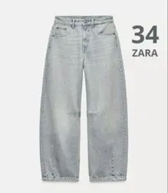 ZARA TRF BAGGY BALLOON ミッドライズデニムパンツ34 人気