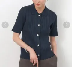 新品未使用 オペークドットクリップ UVワイドリブニット ネイビーのサムネイル