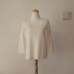 ニューヨーカー スクエアネック ハイゲージニット オフホワイト アイボリー