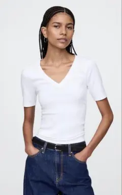 GAP モダンVネックTシャツ ホワイト XXSサイズ タグ付き未使用