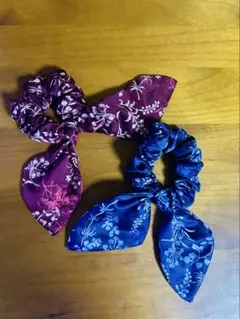 UNIQLO 花柄リボン付きシュシュ2個セット