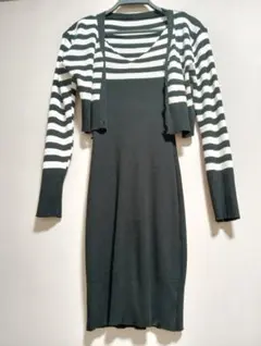 韓国黒と白のストライプ セットアップ