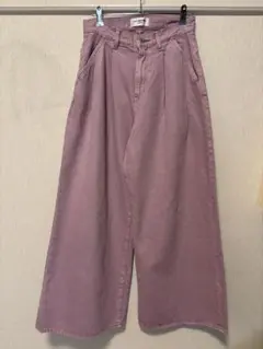 （美品）【2024年秋冬】LILY BROWN タックワイドデニムパンツピンク