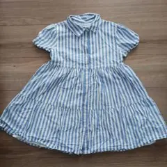 GAPKIDS 120 ストライプシャツワンピース　青×白