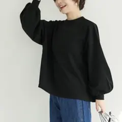 【美品】coca コカ エンボス バルーンスリーブ カットソー ロンT 長袖M黒