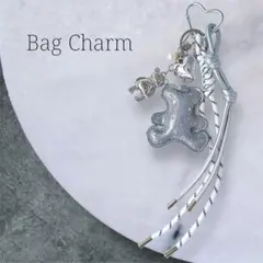 新品 じゃらじゃらキーホルダー バッグチャーム キーチャーム 熊 シルバー