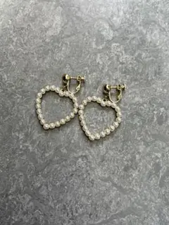 ハート型 パール イヤリング