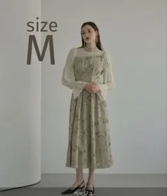 新品 ANDRESSD(アンドレスド) アシンメトリータックドレス ベージュ M