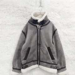 フェイクムートンコート　グレー　内ボア　ベルト　ハイネック　関西ファッション連合