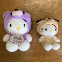 ぬいぐるみ　キティちゃん（ラベンダークマ、イヌ）【２個セット】