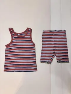 ストライプ ノースリーブタンクトップとショートパンツ セット 100cm