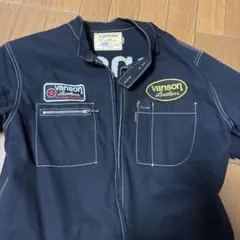 VANSON フライングエンブレム 刺繍 ダークデニム オールインワン