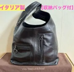 Via Repubblica leather bag black zip バッグ
