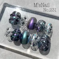 ネイルチップ Y2k ミラーネイル 青 紫 韓国 個性派 個性的 キラキラ