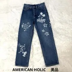【美品】AMERICANHOLIC ミッキーマウス デニムパンツ ディズニー S