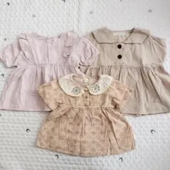 未使用あり テータテート ママラク トップス チュニック 半袖 襟 フリル