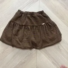 petit main ブラウン系チェック フリルキュロットスカート