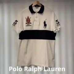 ラルフ ralph ビッグポニー ポロシャツ エンブレム swag M 白 黒 ラルフ ralph ビッグポニー ポロシャツ エンブレム swag M 白 黒