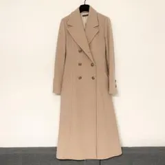 ベージュ ダブルブレスト ロングコート