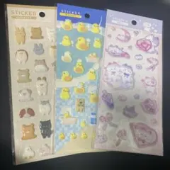 ステッカー ぷくぷくあにまる　ステッカー 銭湯あひる　ステッカー ゆめねこセリア