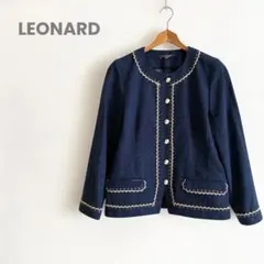 【美品】LEONARD レオナール シルク ノーカラージャケット 金ボタン 11のサムネイル