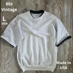 【希少】80s USA製Rudman 半袖スウェット L 霜降りグレーリンガー