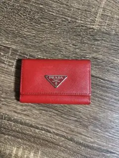 PRADA キーケース 赤 サフィアーノ レザー 三角ロゴ 6連 ヴィンテージ