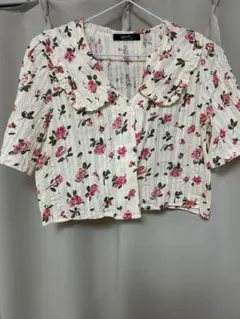 meridian花柄 フリル 半袖シャツ