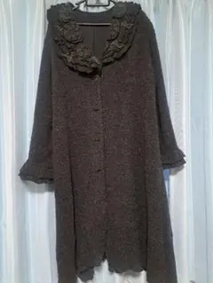 お値下げ フリル付きダークグレーのロングコート