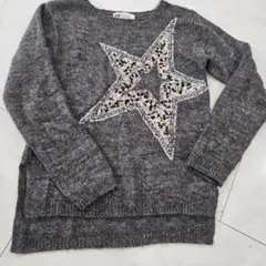 グレー 星型装飾 ニットセーター