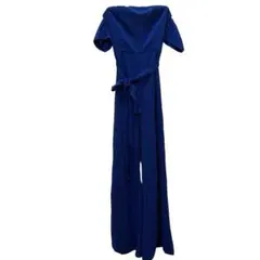 オールインワン　ブルー　パーティードレス　オフショルダー