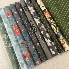 希少USA輸入生地はぎれ10枚⭐︎グリーンB⭐︎まとめ売り⭐︎カットクロスパッチワーク