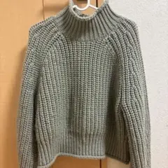 #HM グリーン タートルネック ニットセーター US L