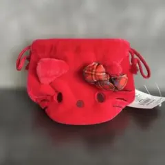 I love Hello Kitty アイラブハローキティ　フェイス形巾着レッド