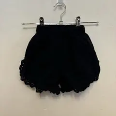 韓国子供服　ノーブランド　ネイビー　コットンレース　ショートパンツ　90
